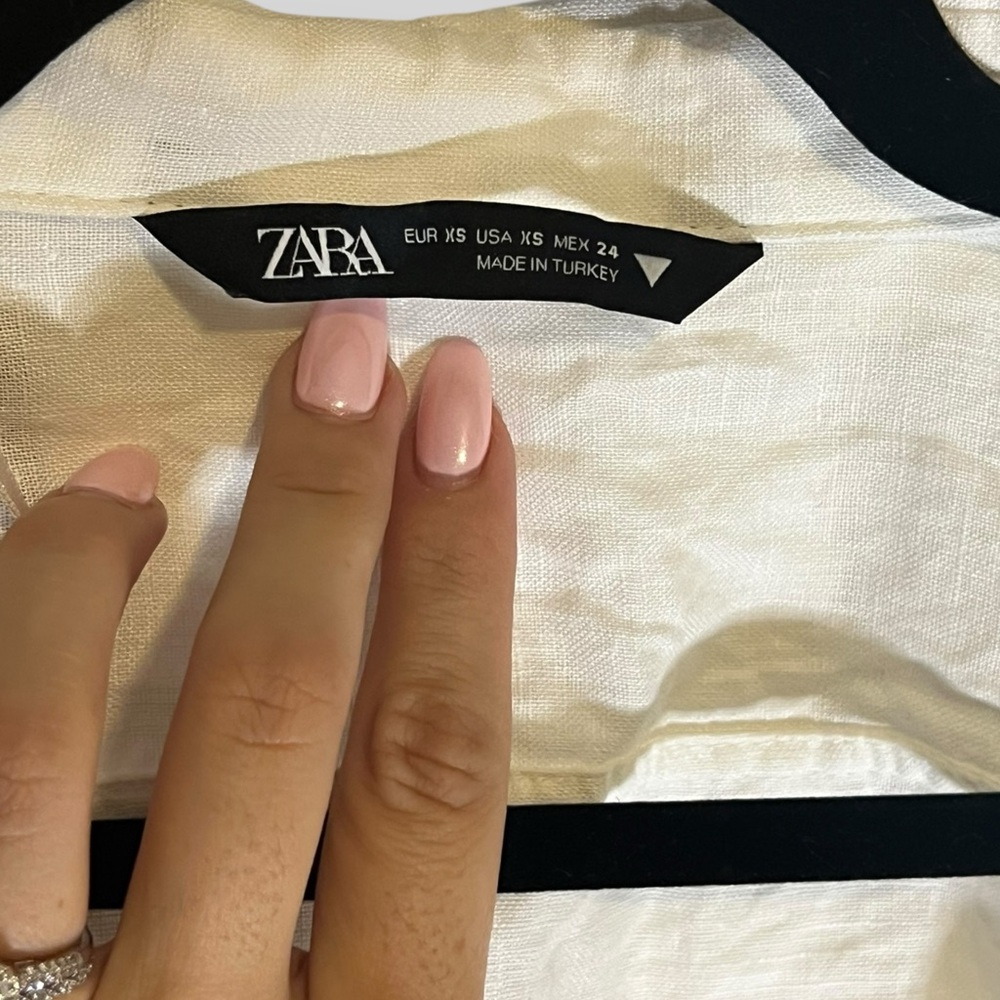Zara Cropped White Tie Blouse - Picture 2 of 2